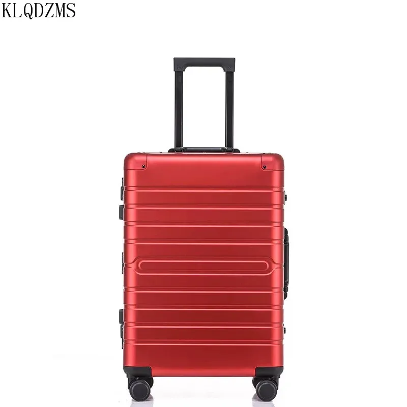 KLQDZMS Advanced Net Red Thickened Aluminum Alloy Trolley Case 24 Inch Universal Wheel Luggage 20 Inch Boarding Suitcase Female