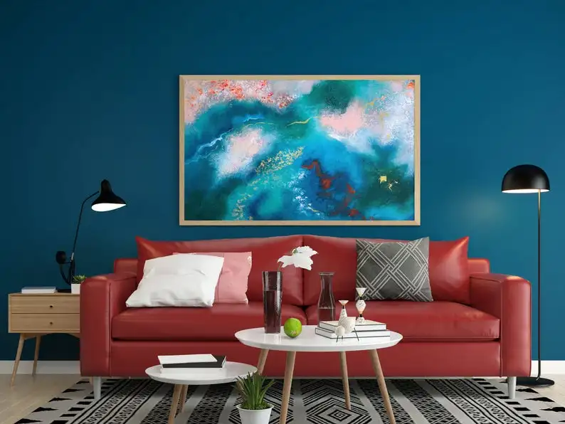 

Sea Waves Abstract Art, Blue Abstract, Extra Large Painting, Art, Abstract big Painting, Xl big Painting,big Painting ,Wall Art
