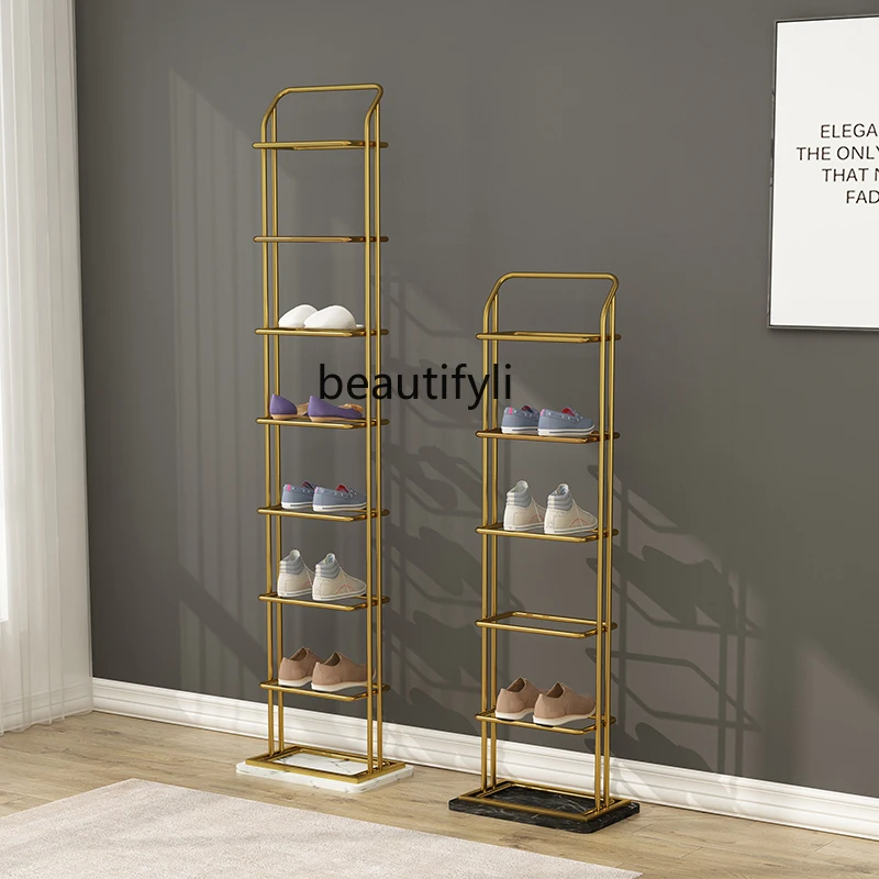 GY Modern Simple and Light Luxury Door Simple Marble Metal Slipper Rack Bathroom Entrance Multi-Layer Storage Shoe Rack