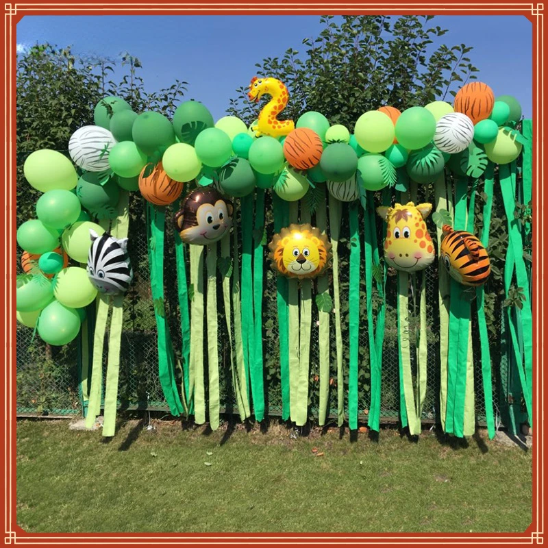 

NEW Jungle Safari Theme Party Balloon Garland Kit Animal Balloons Palm Leaves for Kids Boys Birthday Party Baby Shower Decor