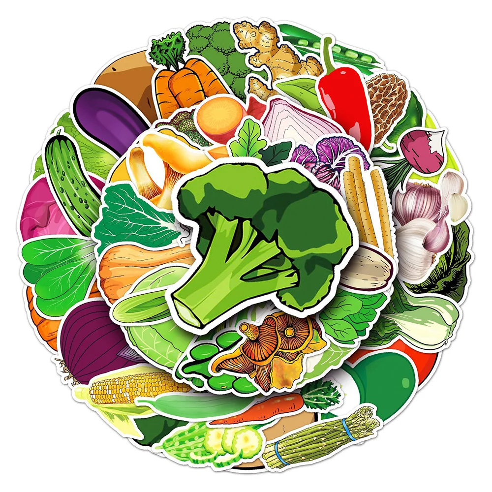 

10/30/50pcs Healthy Eating With Fresh Vegetables Cartoon Stickers for Fridge Box Water Bottle PVC Graffiti Kids Sticker Decals