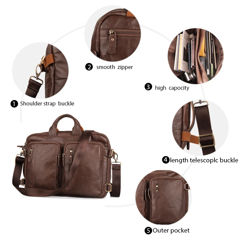 Cobbler Men's Bag Genuine Leather Men Briefcase for Laptop 14 Messenger Men's Leather Bag Business Portfolio for Document