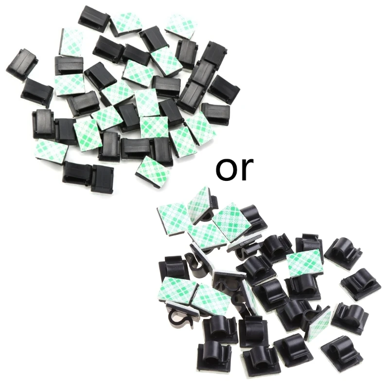 

30Pcs Car Wire Clip Black Cable Tie Rectangle Holder Mount Clamp Self-adhesive DropShipping