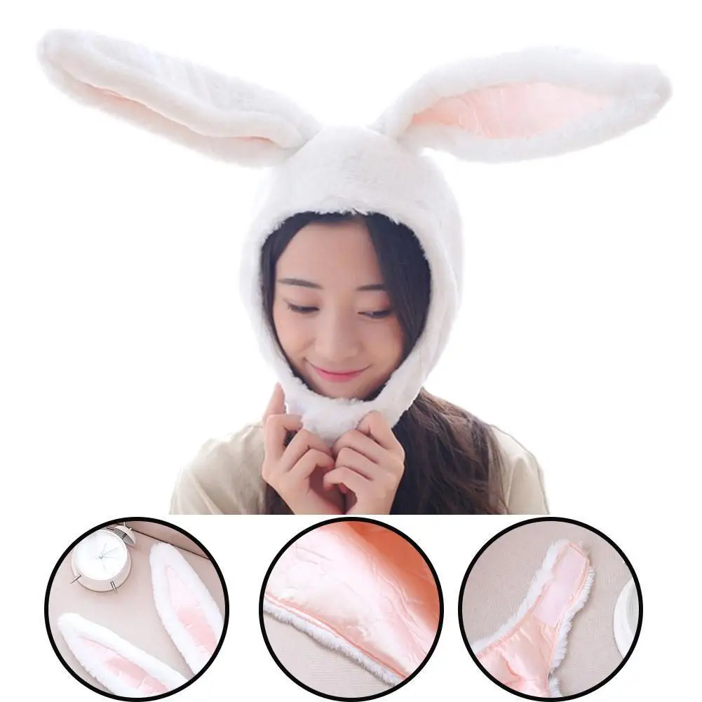 

Bunny Ears Hat Easter Atmosphere Dress Up Party Bar Sweet Furry Hat Winter Warm Patch Buckle Hat Cute Girls Boys
