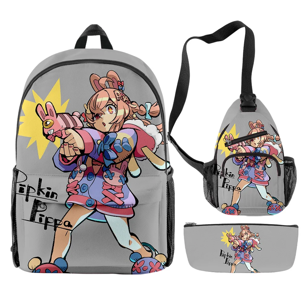 

Harajuku VTuber Pipkin Pippa Anime 3pcs/Set Backpack 3D Print School Student Bookbag Anime Laptop Daypack Chest Bag Pencil Case