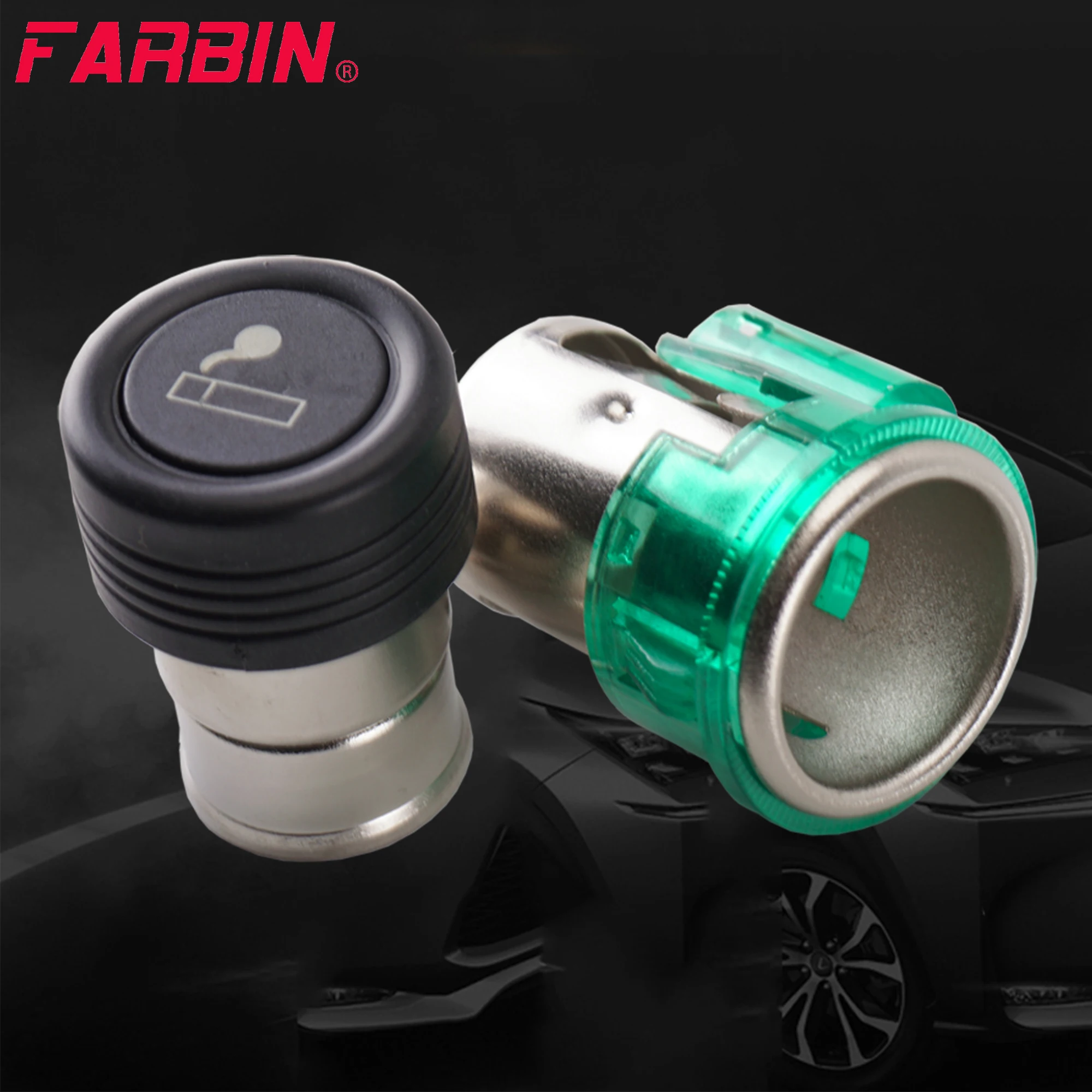 

FARBIN Car Universal Cigarette Lighter Socket Cigarette Housing 12V Element Plug Eject Push Button Assembly Set Car Accessory