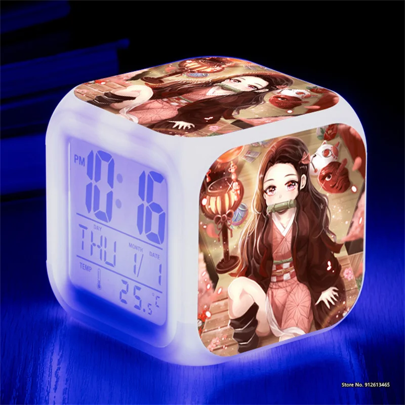

Japanese Animation Surrounding Colorful Alarm Clock Demon Killer Pattern LED Electronic Creative Gift Small Alarm Clock