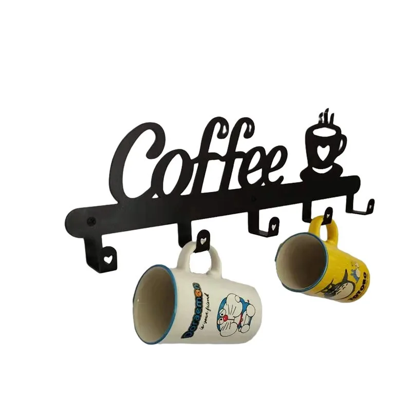 

Cafe Bar Decoration Wall Hooks Decorative Mug Hook Cup Rack Wrought-iron Coffee Cup Row Key Coat Hangers Bar Accessories Tools