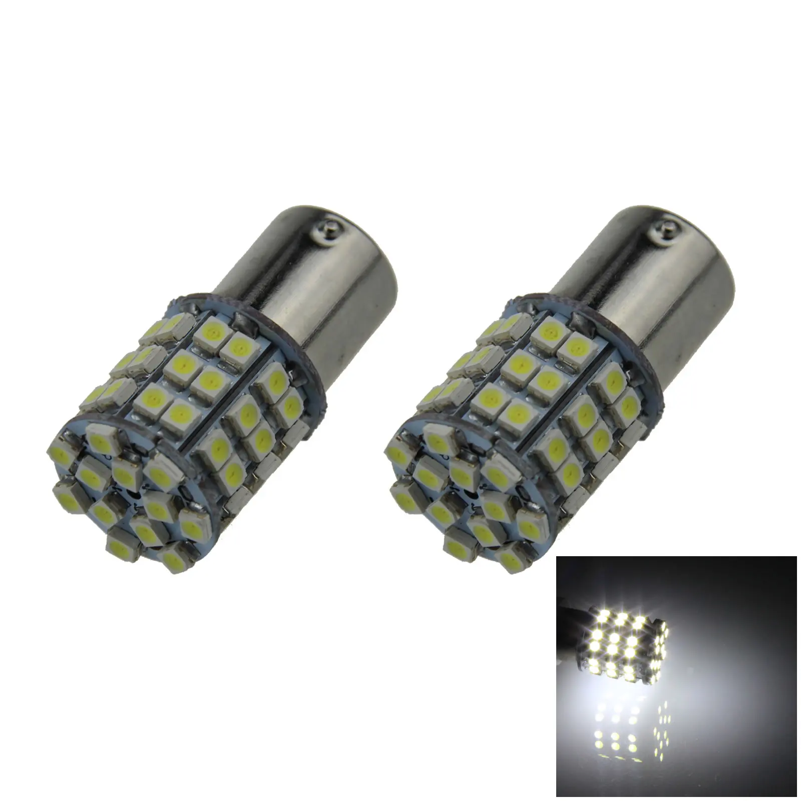 2x Белый RV 1156 байонетная Blub стоп-лампа 54 излучателей 1210 SMD фонарь T25 7008
