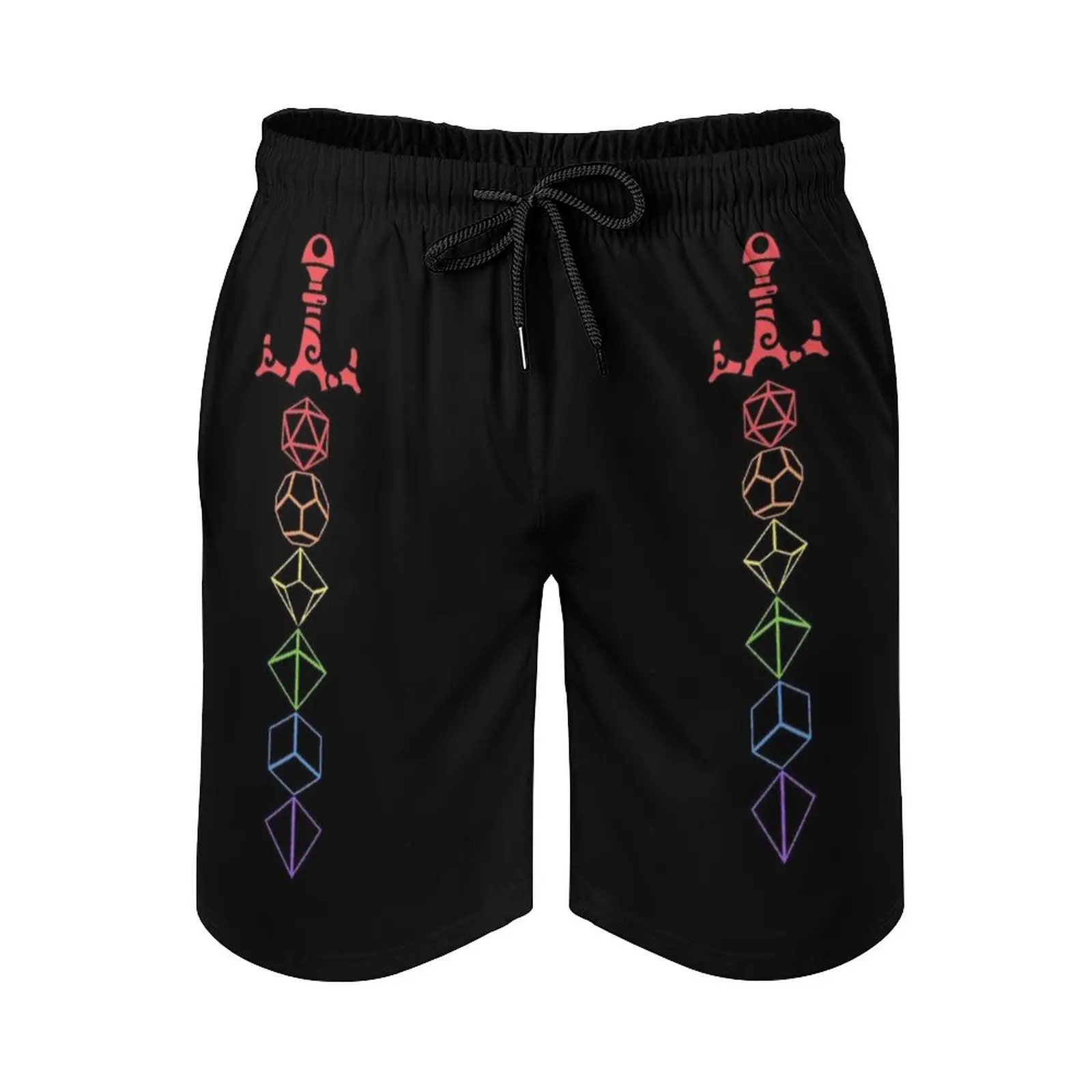 

Rainbow Dice Sword Tabletop Rpg Gaming Men's Sports Short Beach Shorts Surfing Swimming Boxer Trunks S And Dnd D And D Dnd S