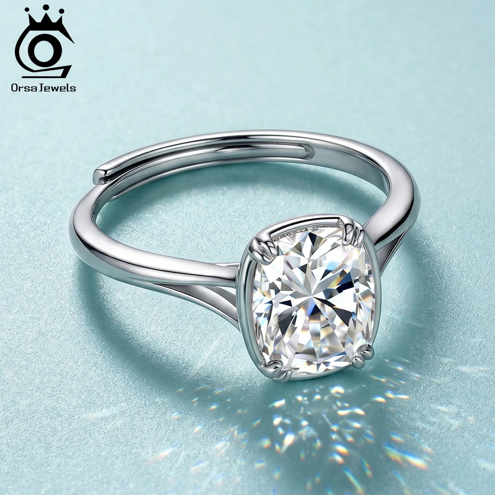 Фото Ювелирные изделия ORSA JEWELS, блестящее кольцо из стерлингового серебра 925 пробы с цветом D и VVS, кольцо с муассанитом и бриллиантами, ювелирные изделия для женщин, роскошное свадебное кольцо, подарок MOR17 №4