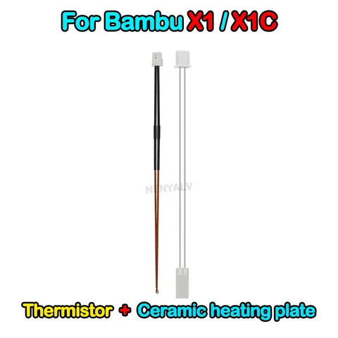 Для Bambu Lab P1S/P1P/X1C/X1/X1E термистор и керамическая нагревательная пластина 3D-принтер Hotend нагревательный картридж 24 В 48 Вт NTC 3950 100 К