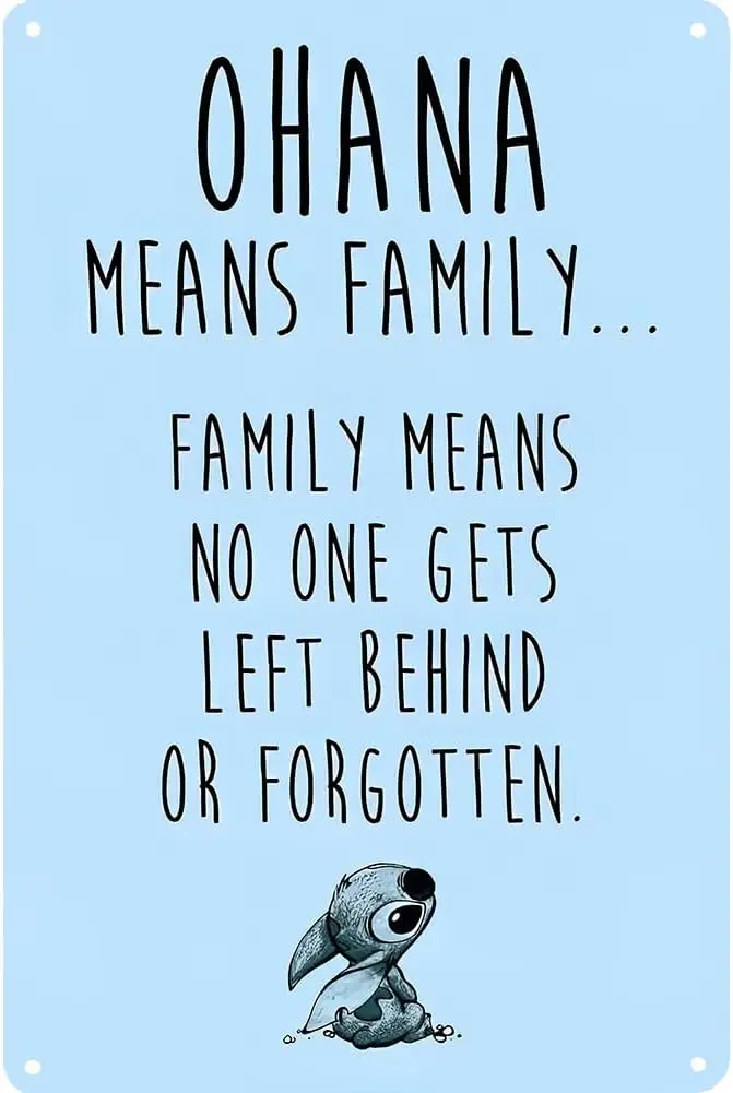 Металлический знак Ohana Means Family Sign No One Get Left Behind or Forgotten Синий цвет Домашний декор