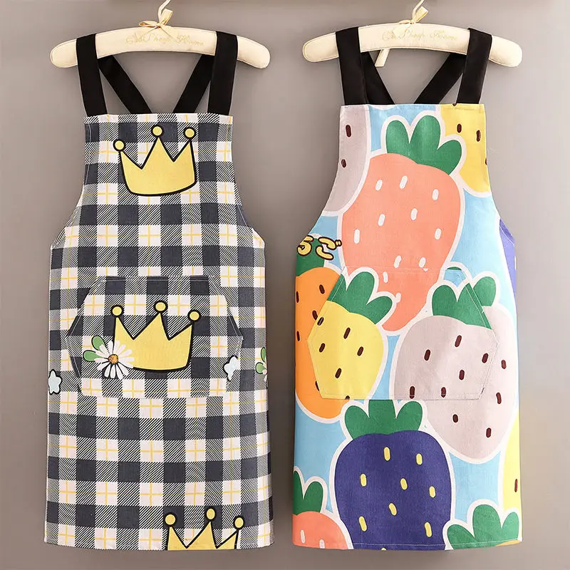 

Baked barbecue picnic apron vest smock cotton canvas breathable household kitchen cooking oil-proof waistcoat cute overalls