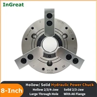 8 inch hydraulic chuck 210mm 23jaws4claws hollowsolid 8 oil power chuck a6 flange for cnc lathe boring cutting tool