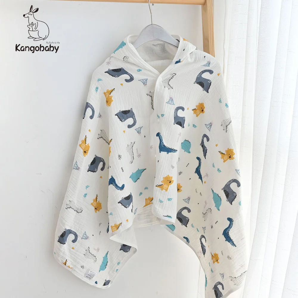 

Kangobaby soft comfortable 100% cotton 70*140cm muslin baby towel fashion print cartoon bath hooded towel