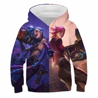 game lol arcane jinx anime cosplay costume hooded long sleeve children adults loose casual top party costumes