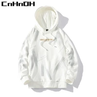 cnhnoh sweater mens autumn and winter new trend printing bottoming shirt top hong kong style loose hooded mens sweater