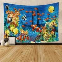 seabed fish coral tapestry wall hanging hippie bohemian psychedelic sandy beach throw rug blanket bedroom living room decor
