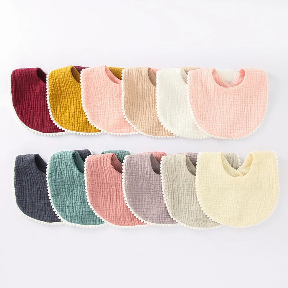

Baby Tassel Bib Newborn Burp Cloths New Cotton Baby Bibs Solid Color Absorbent Bandana Scarf For Kids Baby Girls Feeding Item