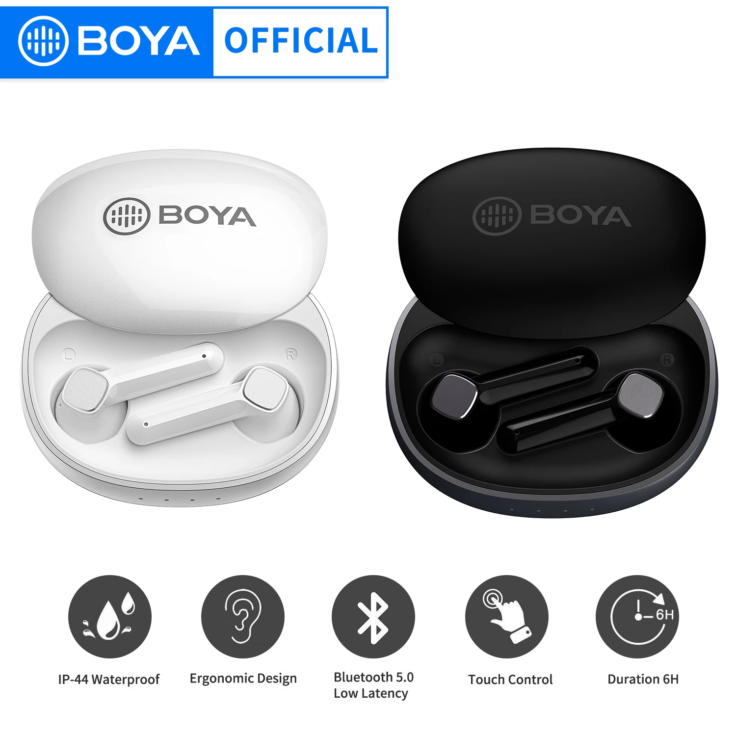 

BOYA BY-AP100 True Wireless Stereo Earbuds 5.1 Bluetooth 6H Playtime for Gaming Video Watching AAC/SBC High Quality Sound