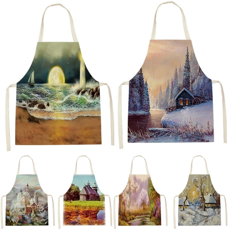 

WQL2494 Kitchen Aprons for Women Linen Bibs Household Cleaning Apron Home Waterproof Chefs Cooking Baking Apron for Child