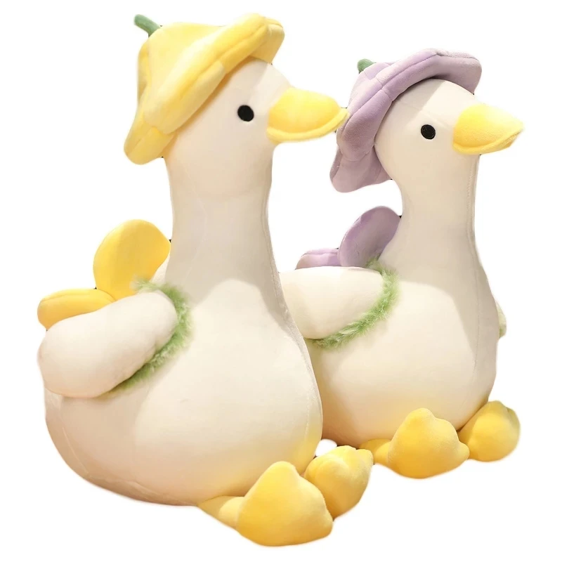 

Забавная мультяшная гусиная кукла, симпатичная Цветочная утка, милая пушистая утка, плюшевая игрушка-животное, модная Кукла, декор для комн...