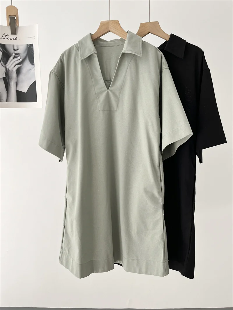 Женское льняное Повседневное платье-рубашка однотонное свободное прямое