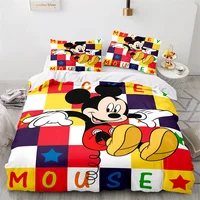 Disney Mickey Minnie Bedding Set Cartoon Double Duvet Cover Set Twin Queen King Single White Black Kids Child Girl Bedclothes