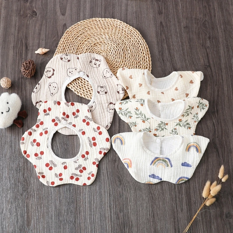 

15 Colors Printed Newborn Saliva Towel Baby Cotton Gauze Wavy Bib Bib Baby Products Suitable for 0-18 Months Baby A2UB