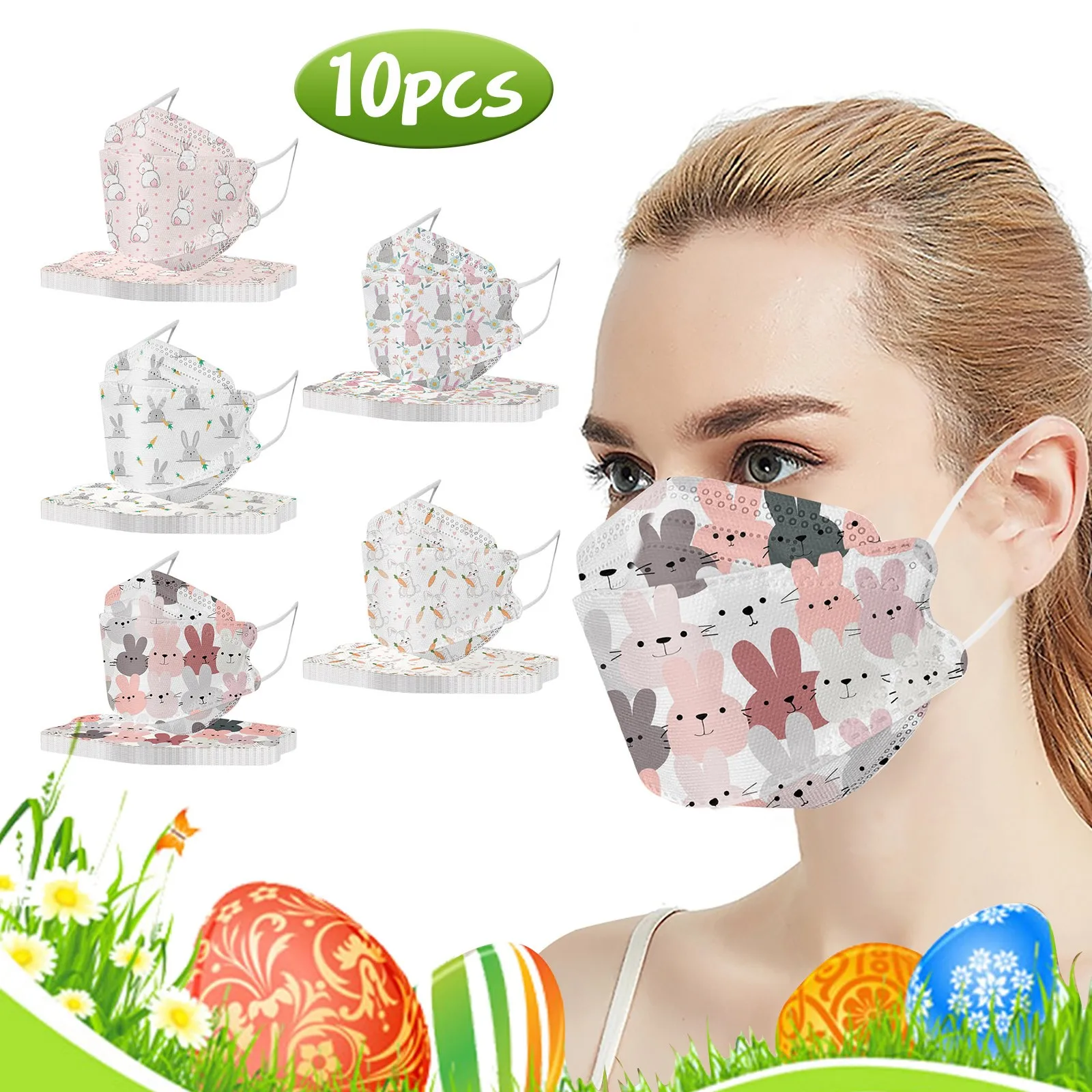 Маска для лица с пасхальным принтом взрослых 10 шт. |