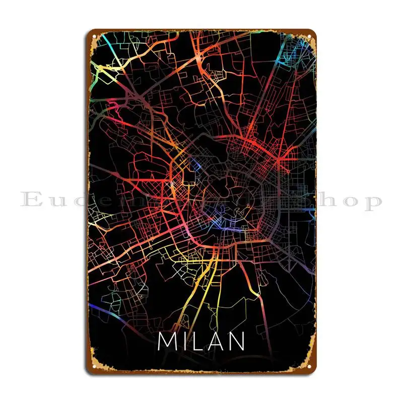 

Миланская итальянская Акварельная карта, металлический знак, Настенный декор, Настенный декор, создание классического дизайна, жестяной зн...