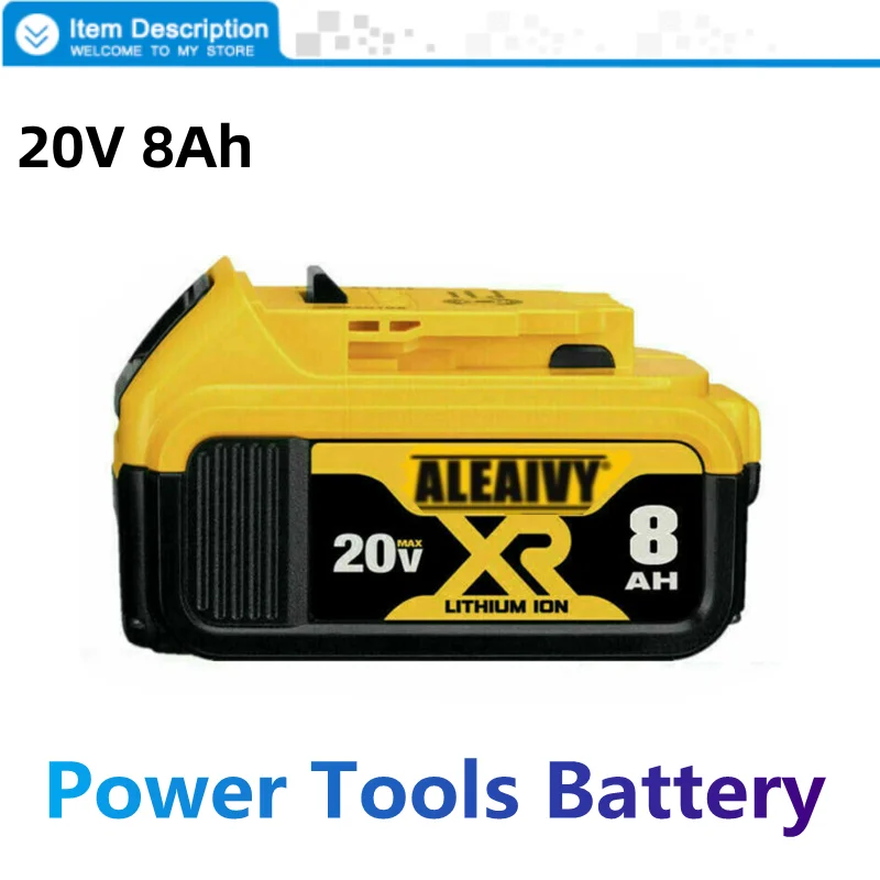 

Сменный литий-ионный аккумулятор, совместимый с Dewalt DCB200, 20 в, 8000 мАч, 18 вольт, макс. XR, электроинструменты, литиевые батареи 18650