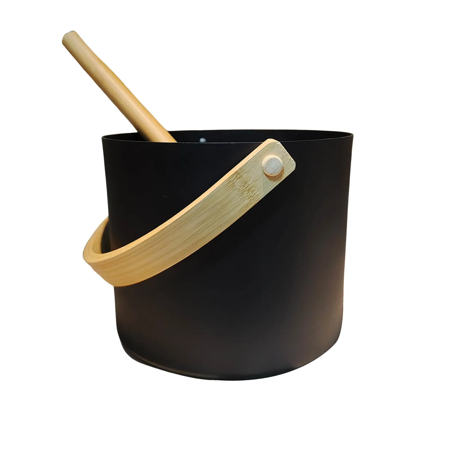 

7L Sauna Aluminum Bucket Sauna Aluminum Bucket With Long Handle Wood Spoon Large Capacity Bucket Sauna Accessories For Bathroom