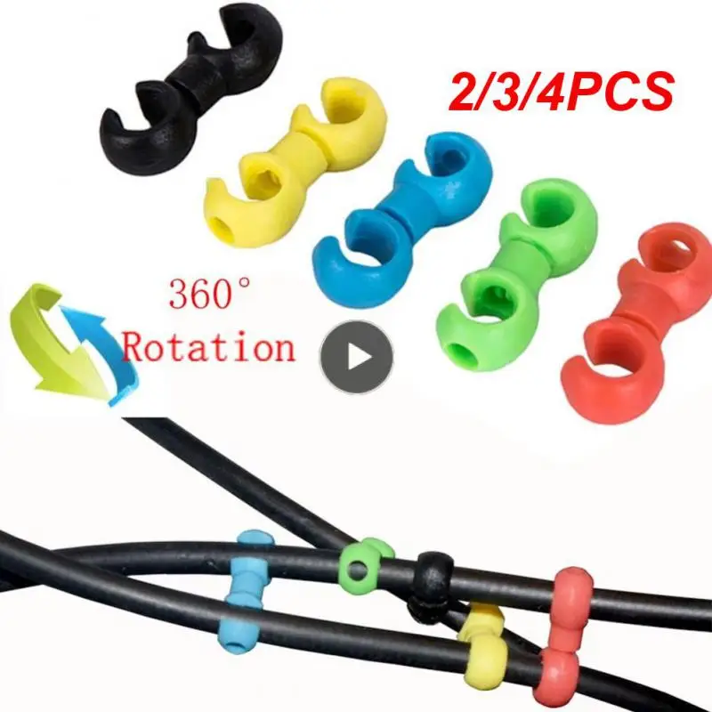 

2/3/4PCS Lightweight. S Style Clips Buckle Flexible Bike Cross Line Clip 360-degree Rotation Plastic Cycling Parts