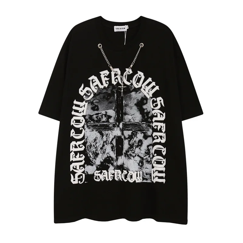 

Men’s short sleeve 2022 pendant black print loose t-shirt men top