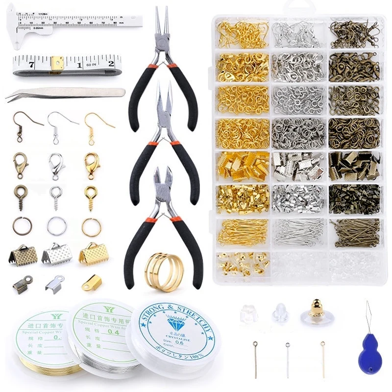 22pcs/set Jewelry Making Tool Kits Pliers Set scissors Round Nose Plier Side Cutting Pliers Wire Cutter Scissor Beading Tweezers
