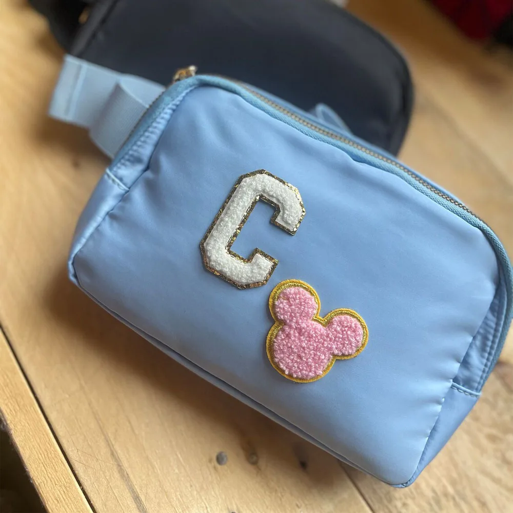 Vegan Nylon Fanny Packs Women Fashion Cute Letter Patches Waist Bags Female Simple Versatile Outdoor Sports Waterproof Hip Pouch