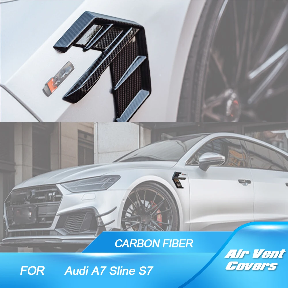 

Real Carbon Side Fender Air Vent Cover Fins Trim for Audi A7 Sline S7 2019-2021 Side Fender Air Vent Cover Fins