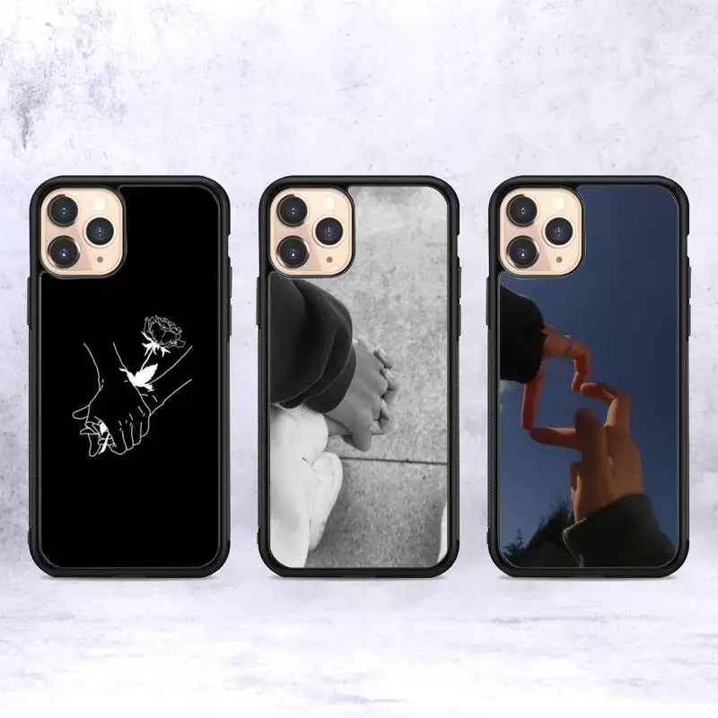 

Hand in hand Phone Case Silicone PC+TPU Case for iPhone 11 12 13 Pro Max 8 7 6 Plus X SE XR Hard Fundas
