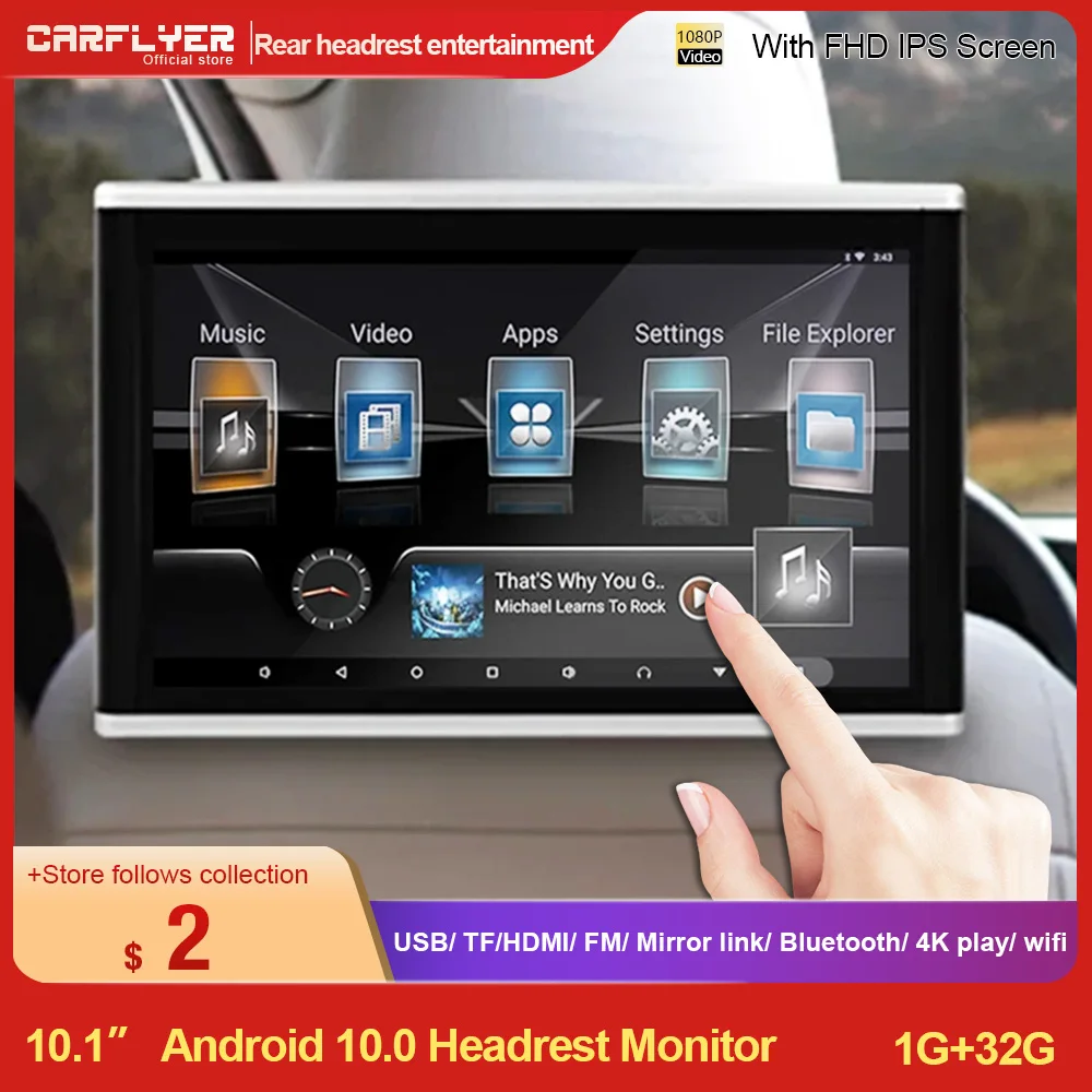 9 и 10 1 дюймовый автомобильный HD-дисплей на подголовник сенсорный экран 1080P Android 0 2