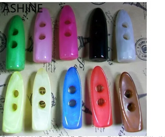 

Resin toggle button Sewing 2 holes Resin Buttons Craft Accessories Coat Kniting Garment Trim Assorted Colors 45*14.5mm 50 pcs