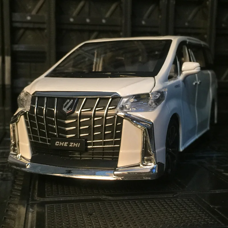 

1:24 simulation Toyota Alfa alloy commercial car model sound and light pull back children's toy car metal ornaments friend gift