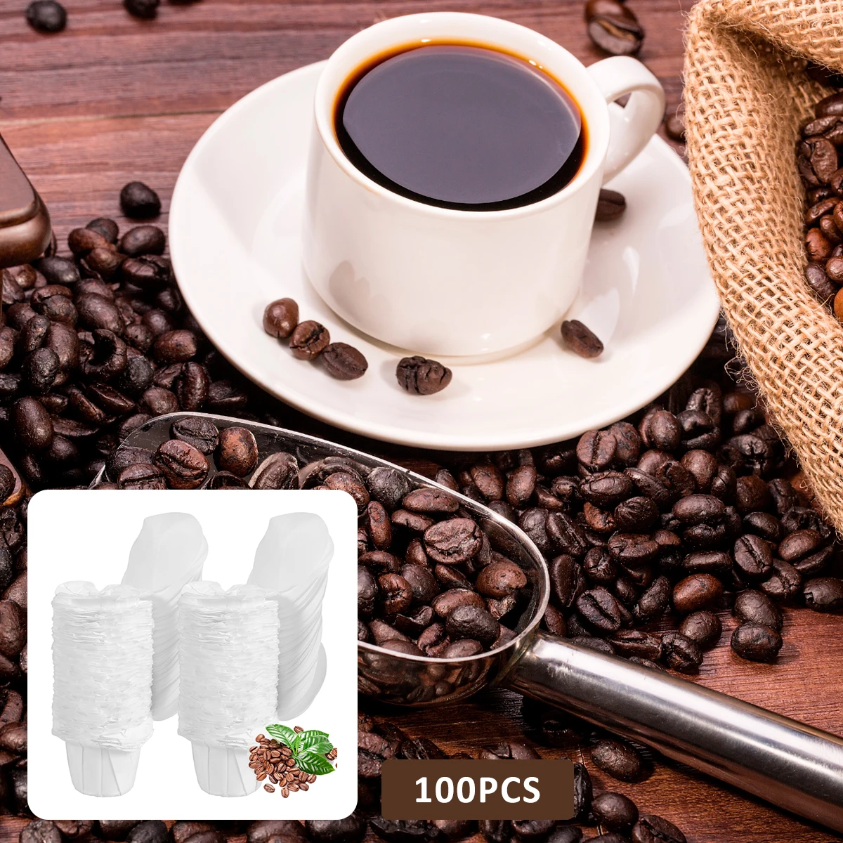 

100Pcs Paper Coffee Filters for Coffee Makers Unbleached Natural Coffee Filter Papers Eco-Friendly Coffee Paper Filters White
