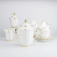european style fine bone china 15 pcs coffee pot and cup hotel afternoon ceramics tea set