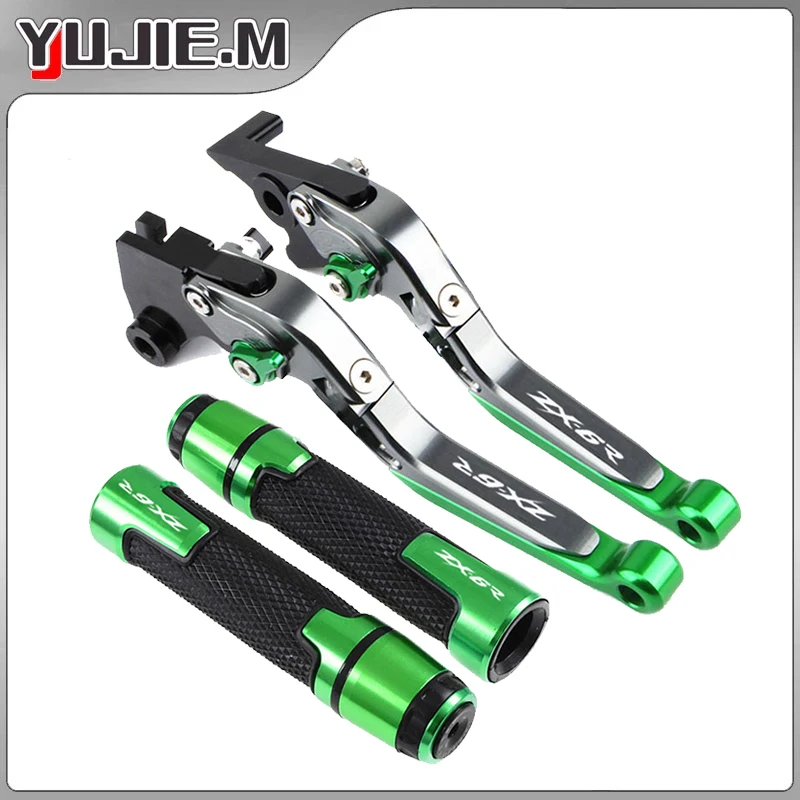 

ZX6R LOGO Motorcycle Extendable Brake Clutch Levers Handle Handlebar Grips For Kawasaki ZX-6R ZX6RRR 2000 2001 2002 2003 2004