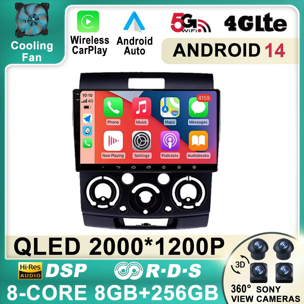 Автомагнитола на Android 14 мультимедийный плеер для Mazda BT50 BT-50 BT 50 J97M 2006 2007 2008 2010 4G GPS DSP