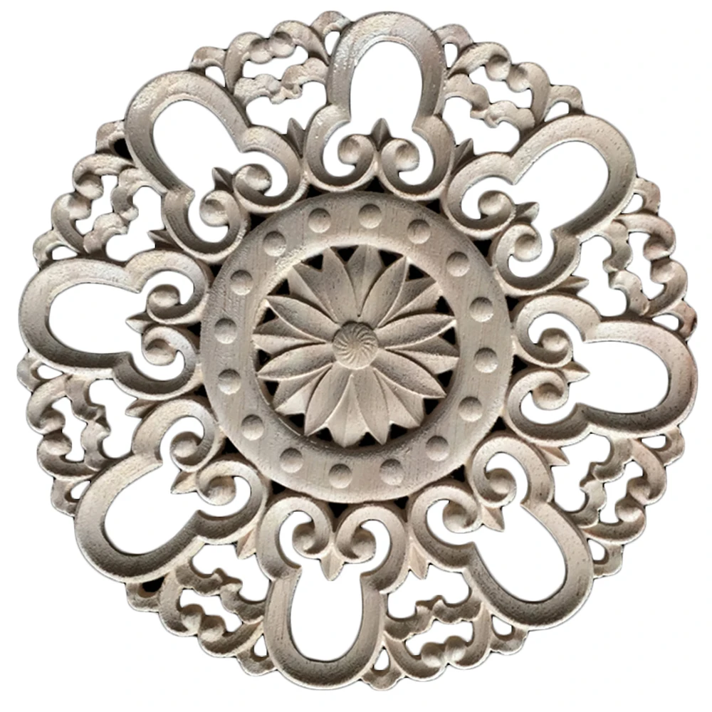 

Carving Natural Unpainted Wood Carved Corner Onlay Applique Frame for Furniture Cabinet Decorative Figurines Craft 20CM 35CM