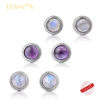 itsmos labradorite amethyst moonstone 925 silver earrings natural gemstone twist round studs dainty earrings for women