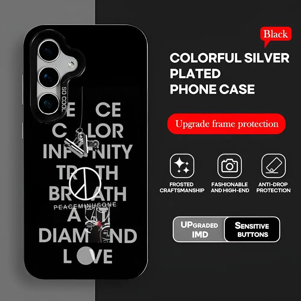 Fashion P-Peaceminusone Phone Case S25 IMD Colorful Silver Cover Suitable For Amsung Galaxy S24 S23 S22 S21 S2